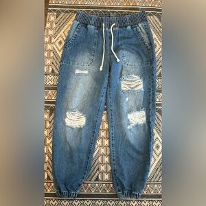 Celebrity Pink Distressed Joggers